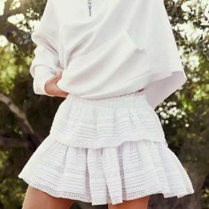 Aerie rock n ruffle mini skirt white NWT
